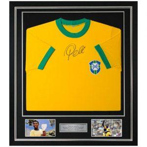 Pele framed front signed brazil shirt