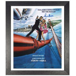 Roger Moore Framed Signed James Bond Poster - "A View to a Kill"